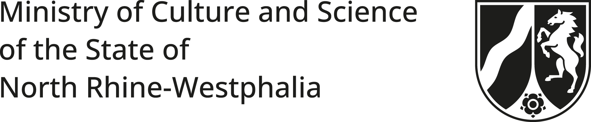 Englisches Logo des Ministerium für Kultur und Wissenschaft NRW (S/W)