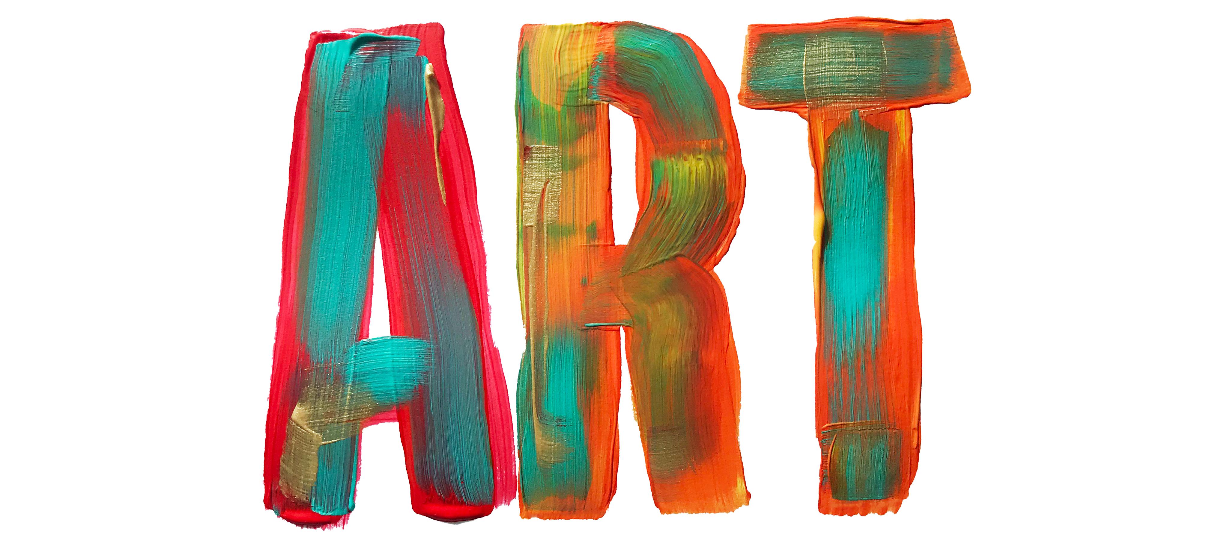 Große, bunte Buchstaben bilden das Wort ART