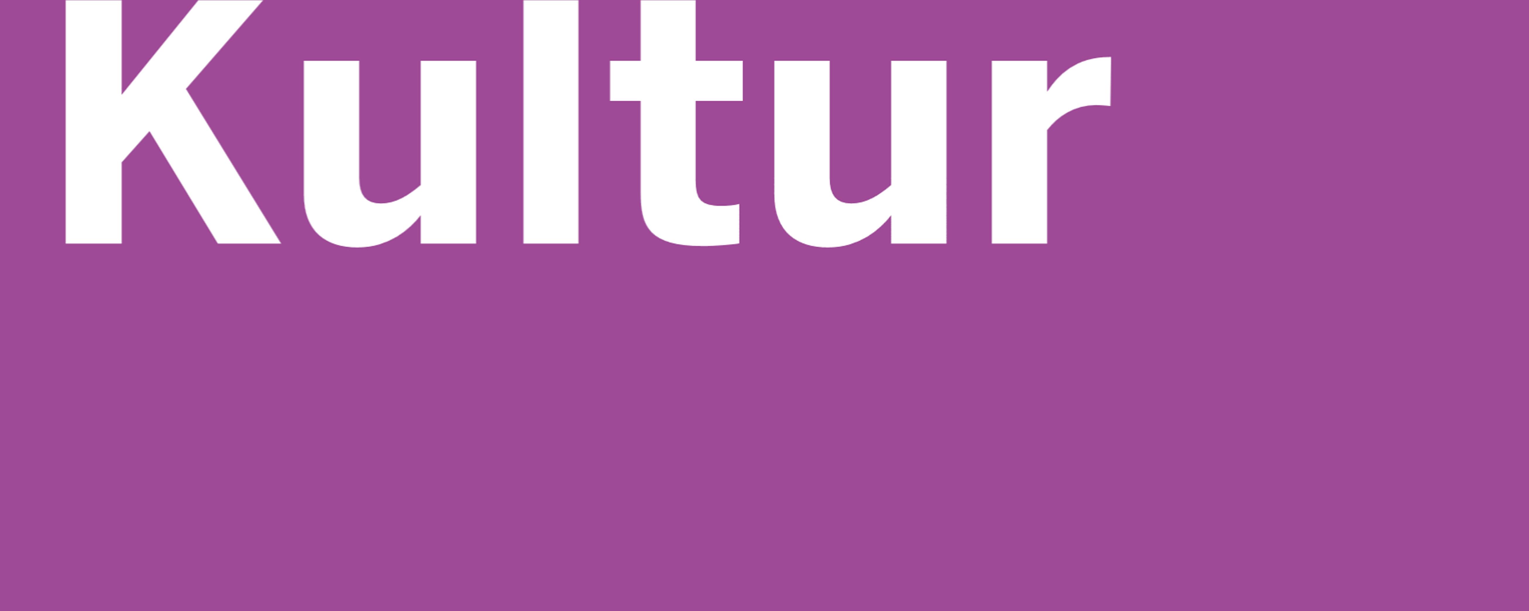 Weißer Kultur-Schriftzug auf lila Hintergrund