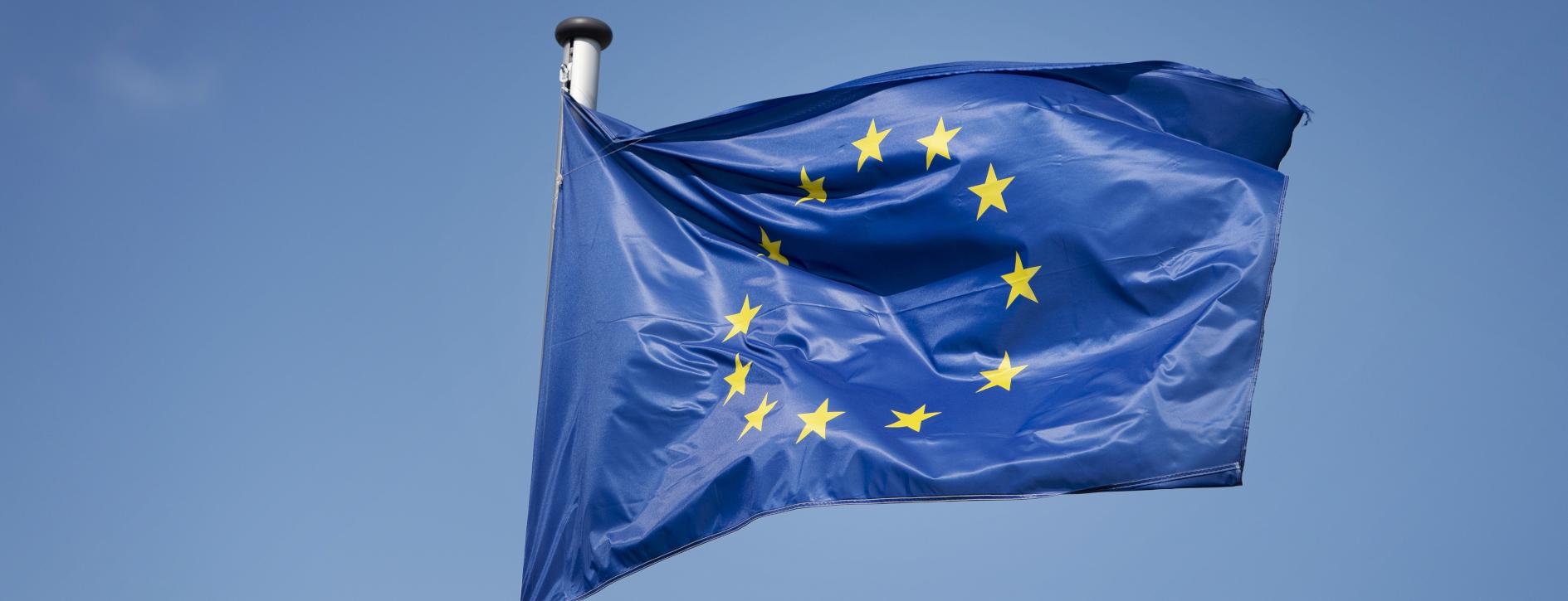 EU-Flagge vor blauem Himmel