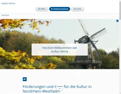 Ein Screenshot der Startseite Kultur Klima