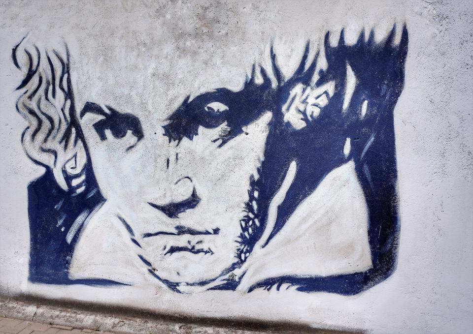 Portrait Beethovens an einer Hauswand