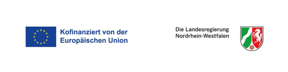 Logos der Europäischen Union und der Landesregierung Nordrhein-Westfalen