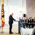 Bundespräsident Frank-Walter Steinmeier spricht am 22. Mai 2019 vor Vertreterinnen und Vertretern der Landeszentralen für politische Bildung und Ehrenamtlichen.
